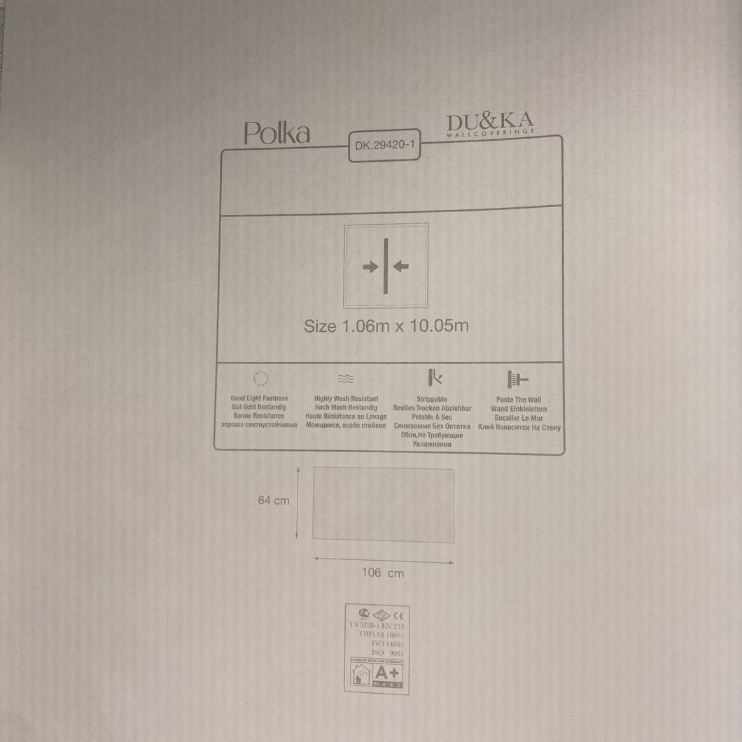 Обои виниловые на флизелиновой основе DUKA POLKA Белые 1,06 х 10,05м (29420-1)