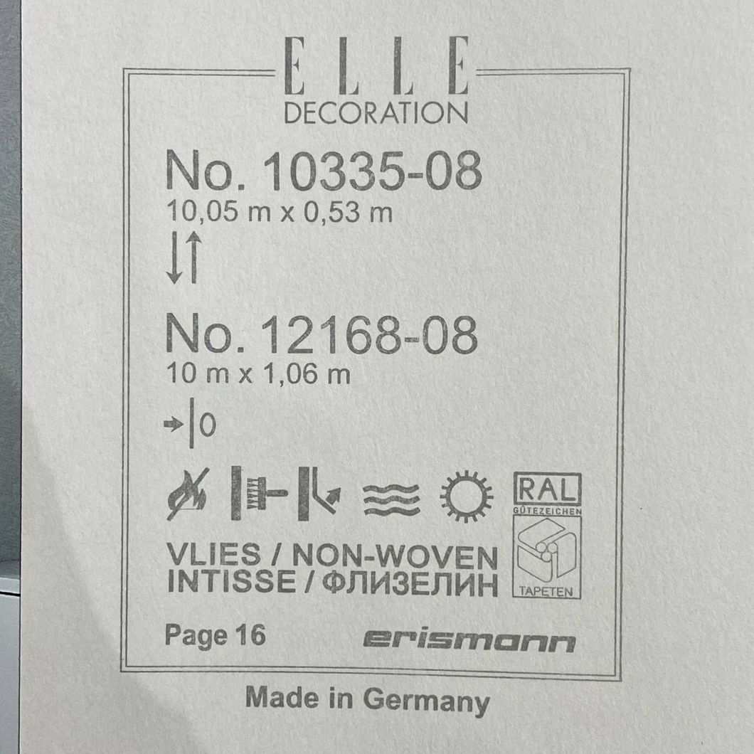 Шпалери вінілові на флізеліновій основі Elle Decoration (Erismann) блакитний 1,06 х 10,05м (12168-08)