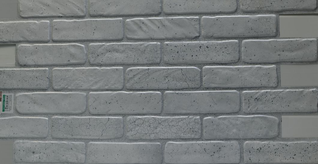 Панель стеновая декоративная пластиковая кирпич ПВХ "Старый серый" 1030 мм х 495 мм (18С), Серый, Серый