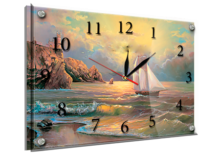 Годинник-картина під склом Парус в море 30 см x 40 см (3832 - К166)