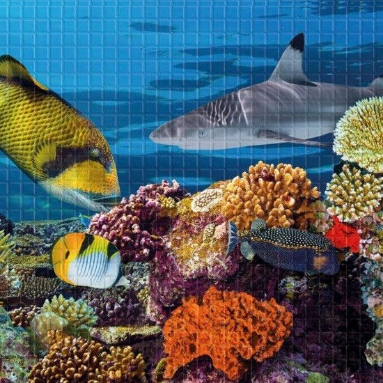 Набір панелей декоративне панно ПВХ "Підводний світ" 2766 мм x 645 мм (пнП-1), Синий, Синій