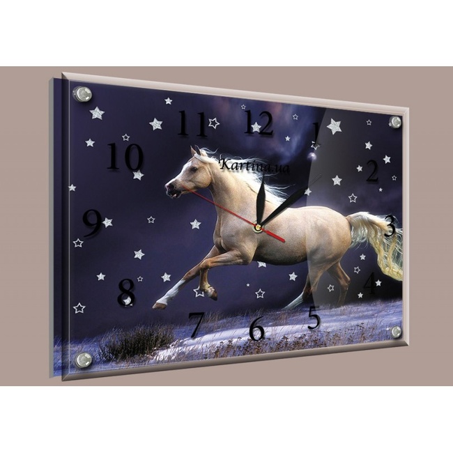 Часы-картина под стеклом Лошадь 30 см х 40 см (8444 - К - 708)
