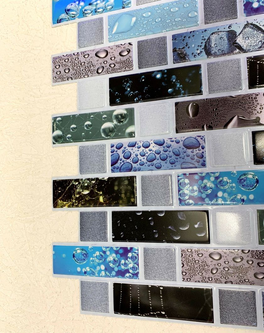 Панель стінова декоративна пластикова мозаїка ПВХ "Крапля" 948 мм х 480 мм (539мк), Темно-синій, Темно-синий