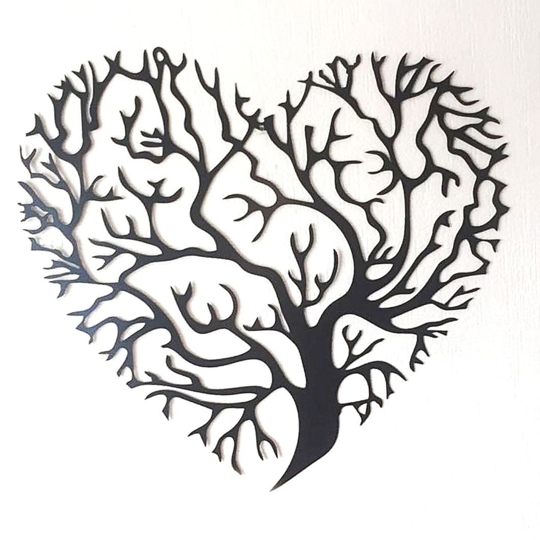 Панно картина из дерева декор на стену Дерево любви черная 0,34 х 0,34м (300-Spn69)