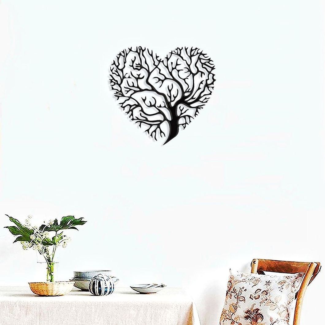 Панно картина из дерева декор на стену Дерево любви черная 0,34 х 0,34м (300-Spn69)