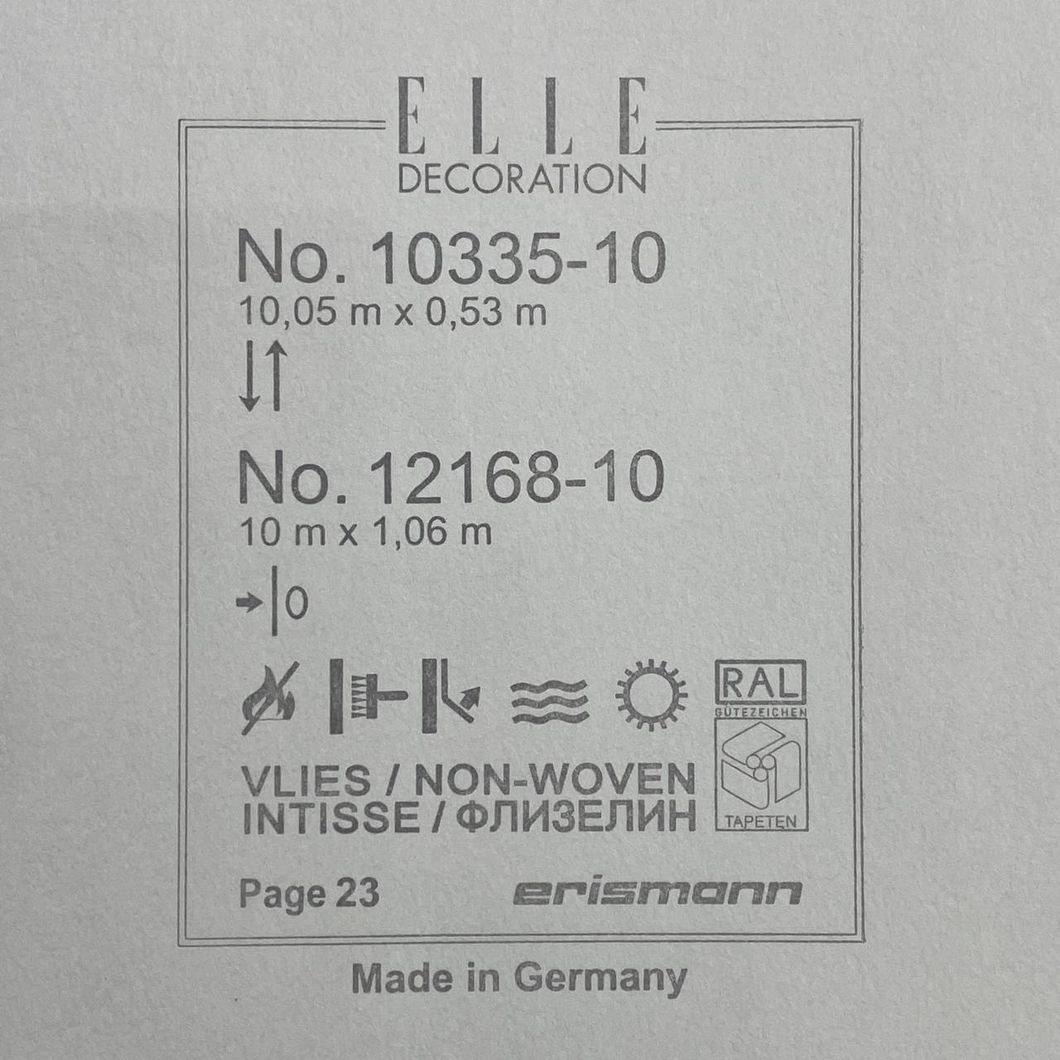 Шпалери вінілові на флізеліновій основі Elle Decoration (Erismann) сірий 1,06 х 10,05м (12168-10)