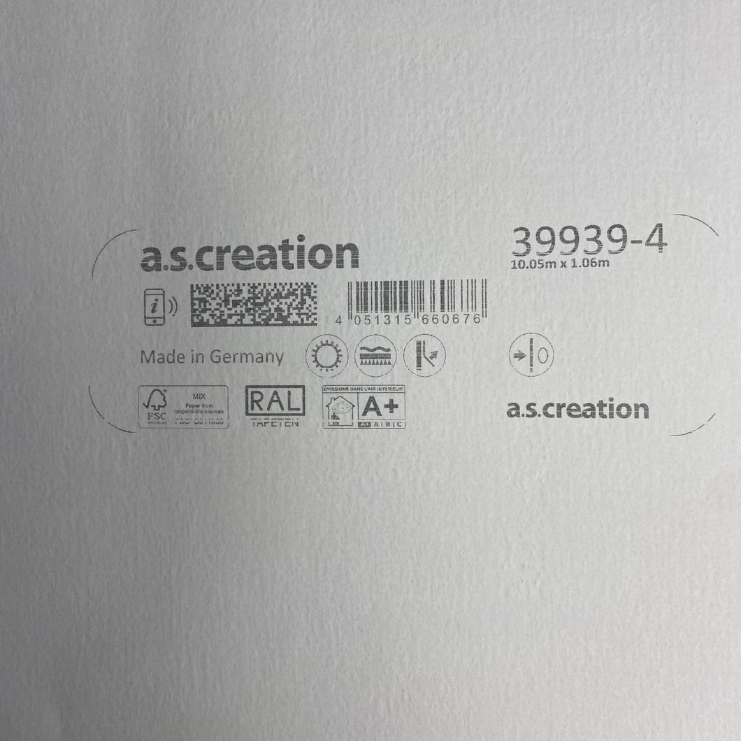 Шпалери вінілові на флізеліновій основі AS Creation Deluxe світло-сірий 1,06 х 10,05м (39939-4)