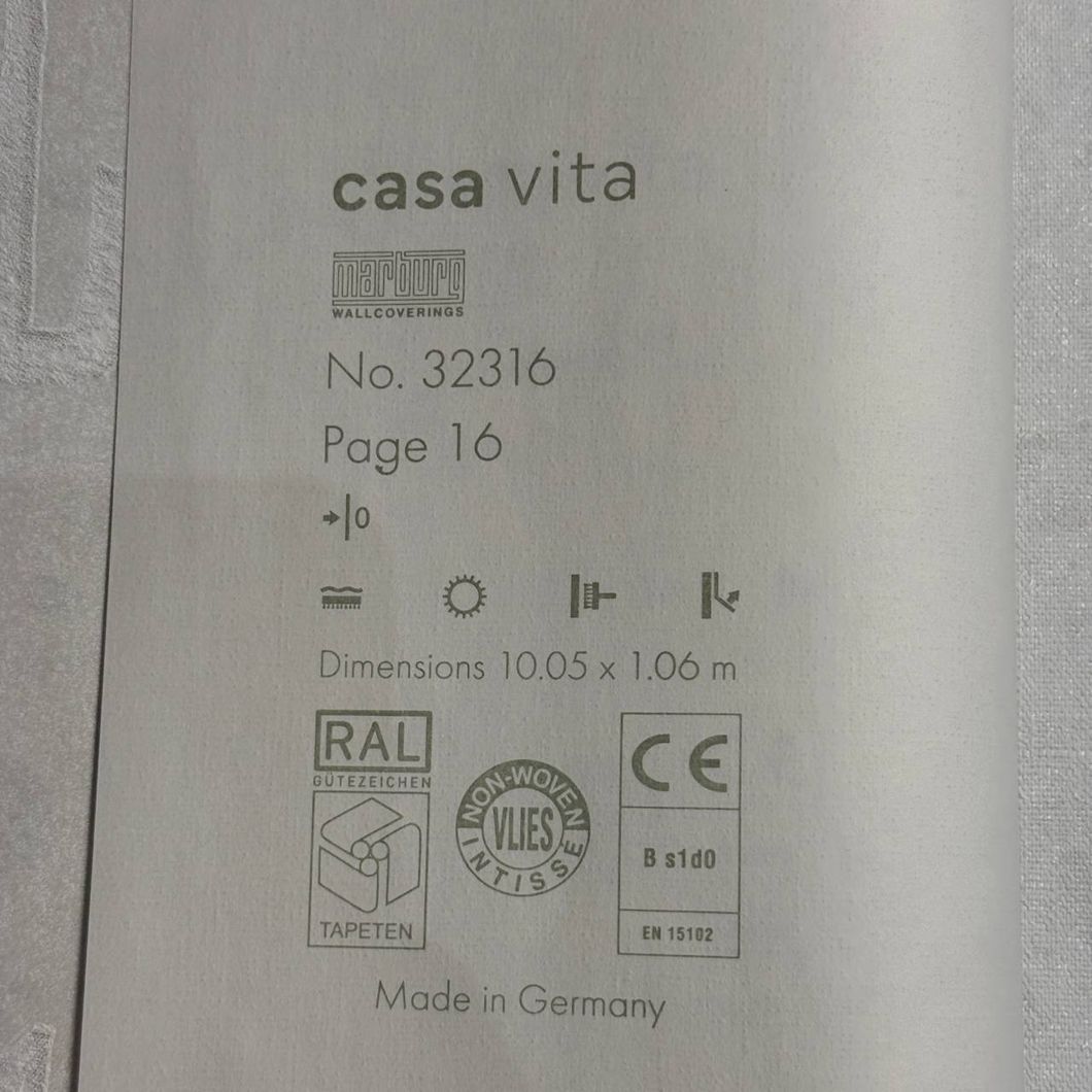 Обои виниловые на флизелиновой основе белые Marburg Casa Vita 1,06 х 10,05м (32316)