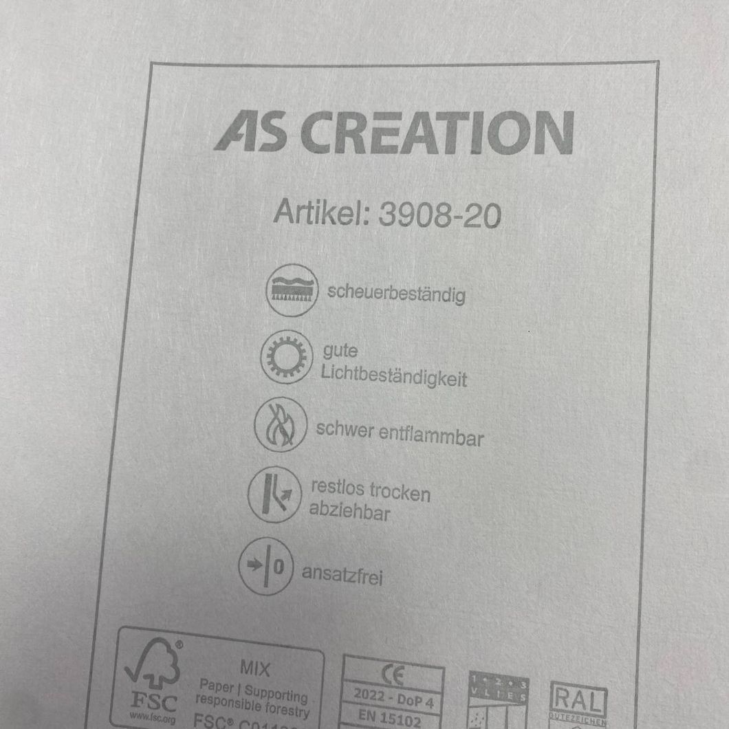 Шпалери вінілові на флізеліновій основі світло сірі Maison Charme AS Creation 0.53 х 10,05м (3908-20)