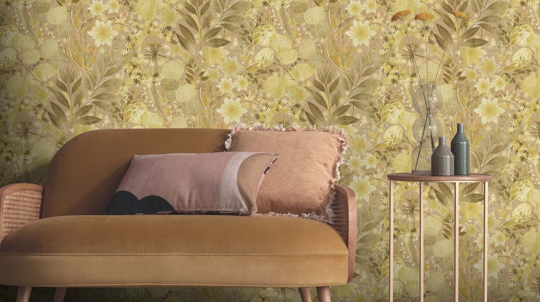 Обои виниловые на флизелиновой основе Erismann Secret Garden желтые 1,06 х 10,05м (12238-20)