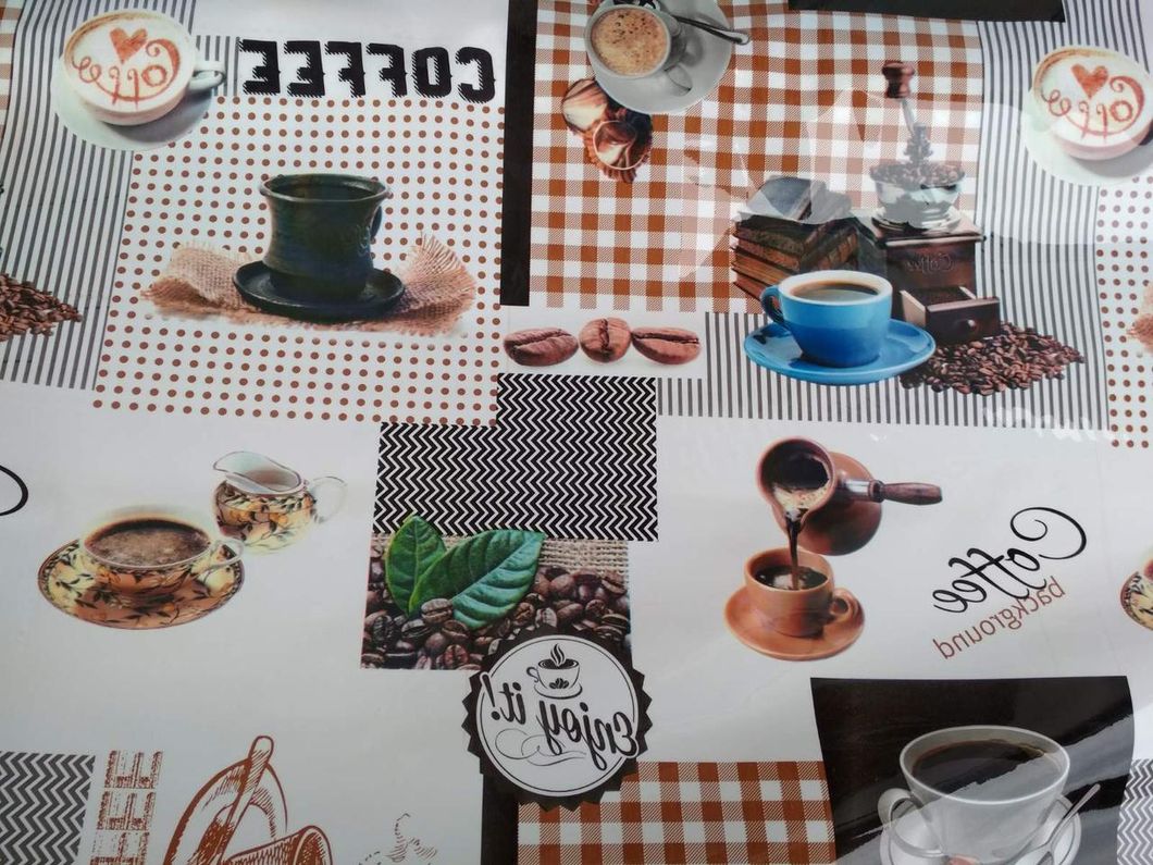 Клейонка на стіл силіконова без основи France Кава коричневий 1,35 х 1м (100-141), Коричневий, Коричневий