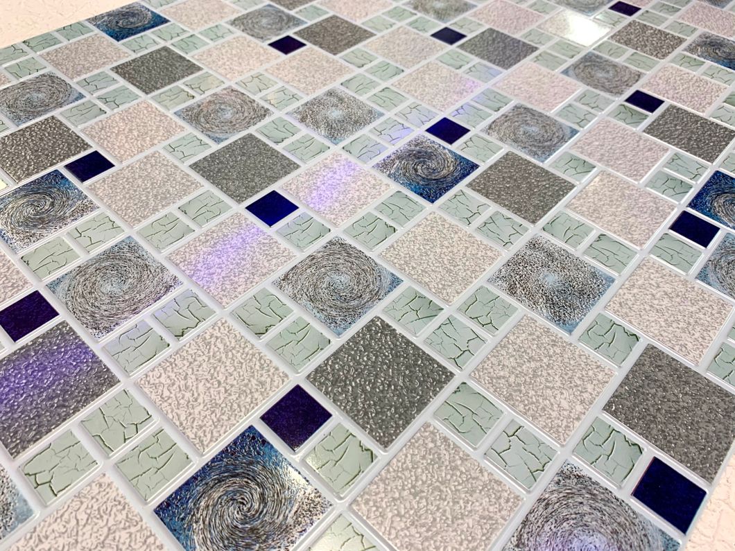 Панель стеновая декоративная пластиковая мозаика ПВХ "Морская соль" 954 мм х 478 мм (545мс), Серый, Серый