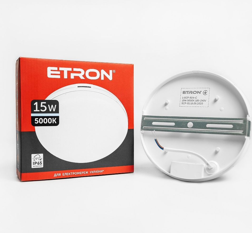 Світильник світлодіодний ETRON Communal Power 15W 5000K IP65 коло USD білий (1-ECP-504-C), Білий, Білий