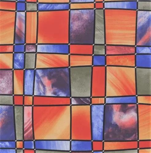 Самоклейка декоративная GEKKOFIХ витраж разноцветные квадраты 0,45 х 15м (11803), Бело-коричневые