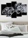 Модульна картина на стіну для інтер'єру "Чорно-білі тигри" 5 частин 80 x 140 см (MK50228)