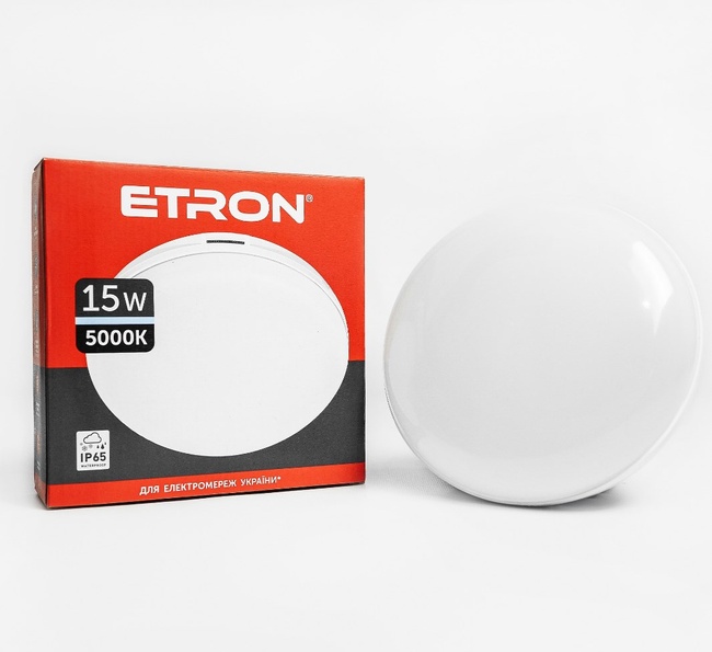 Світильник світлодіодний ETRON Communal Power 15W 5000K IP65 коло USD білий (1-ECP-504-C), Білий, Білий