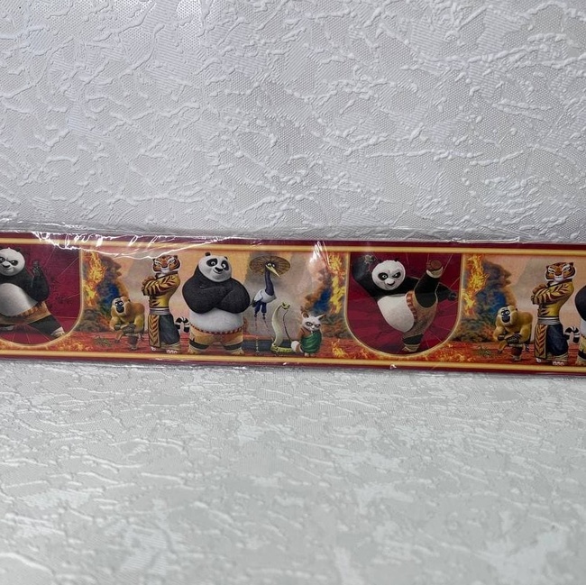 Бордюры для обоев детские Панда кунг-фу ширина 8 см (104951), Красный, Красный