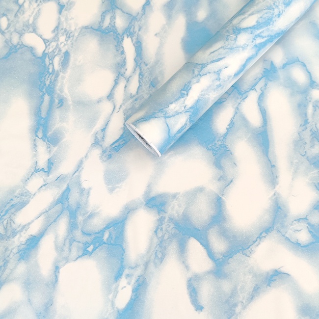 Самоклеющаяся декоративная пленка голубой мрамор 0,45Х10М (36019), Голубой, Голубой