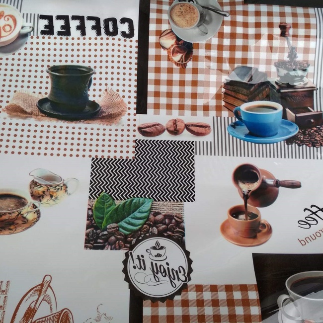 Клеенка на стол силиконовая без основы France Кофе коричневый 1,35 х 1м (100-141), Коричневый, Коричневый