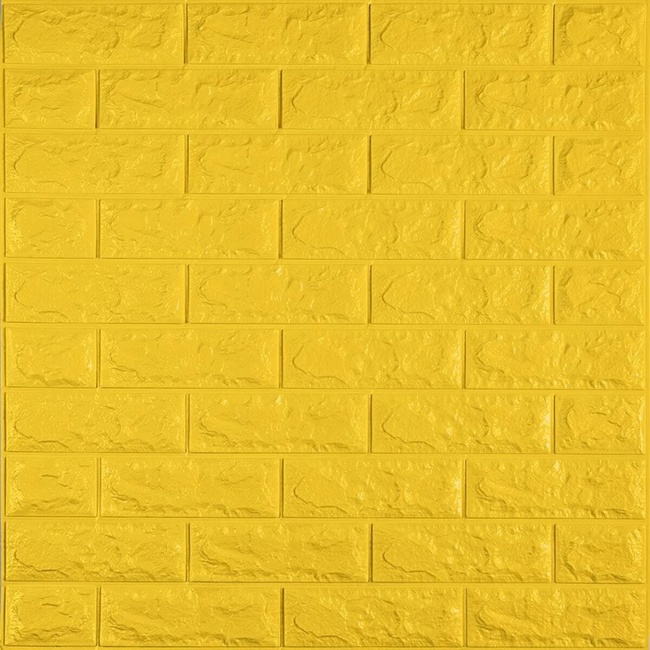 Панель стеновая самоклеящаяся декоративная 3D под кирпич Желтый 700х770х7мм (010-7), Жёлтый, Жёлтый