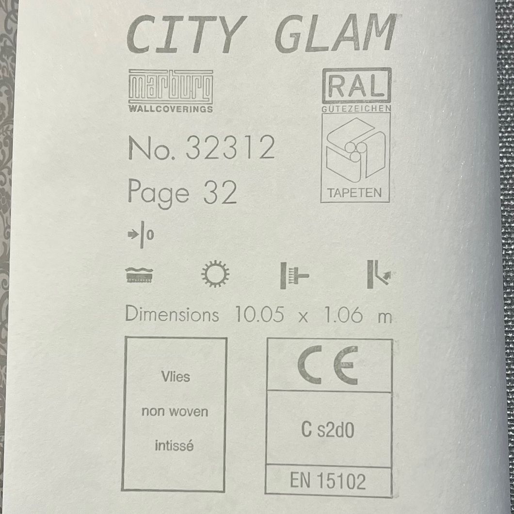 Шпалери вінілові на флізеліновій основі Marburg City Glam білий 1,06 х 10,05м (32312)