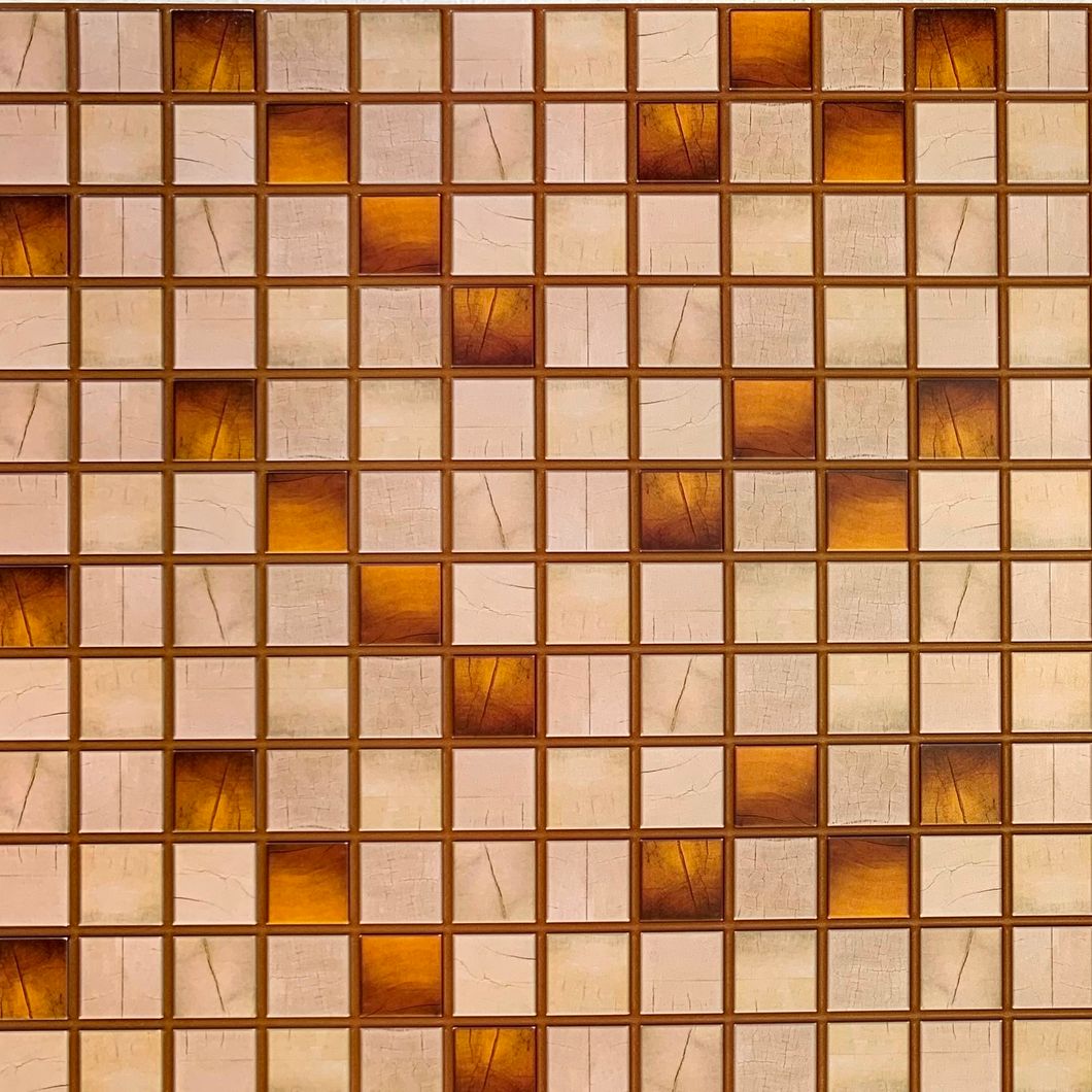 Панель стеновая декоративная пластиковая мозаика ПВХ "Охра" 959 мм х 480 мм (533мо), Бежевый, Бежевый