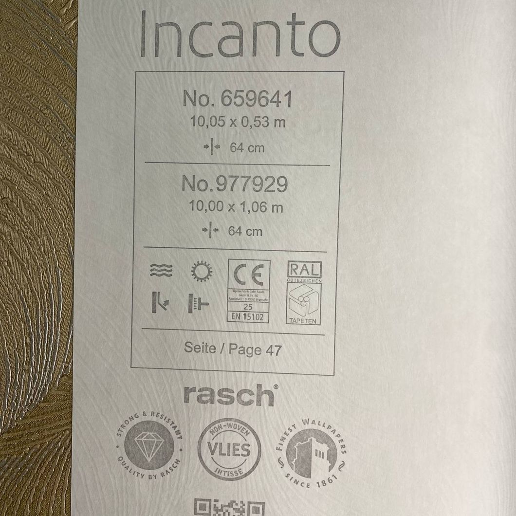 Обои виниловые на флизелиновой основе золотистые Rasch Incanto 1,06 х 10,05м (977929)