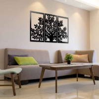 Панно картина из дерева декор на стену черная Дерево 0,68 х 0,46м (302-Lpn123)