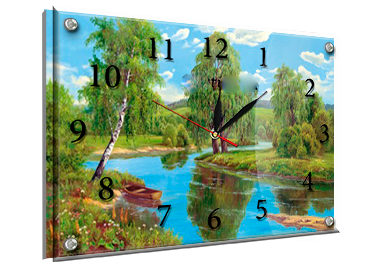Годинник-картина під склом Річка 30 см x 40 см (3834 - К175)
