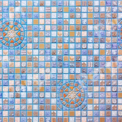 Панель стеновая декоративная пластиковая мозаика ПВХ "Медальон Синий" 956 мм х 480 мм (33С), Синий, Синий