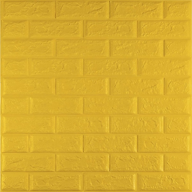 Панель стінова самоклеюча декоративна 3D під цеглу Жовтий 700х770х5мм (010-5), Жовтий, Жовтий