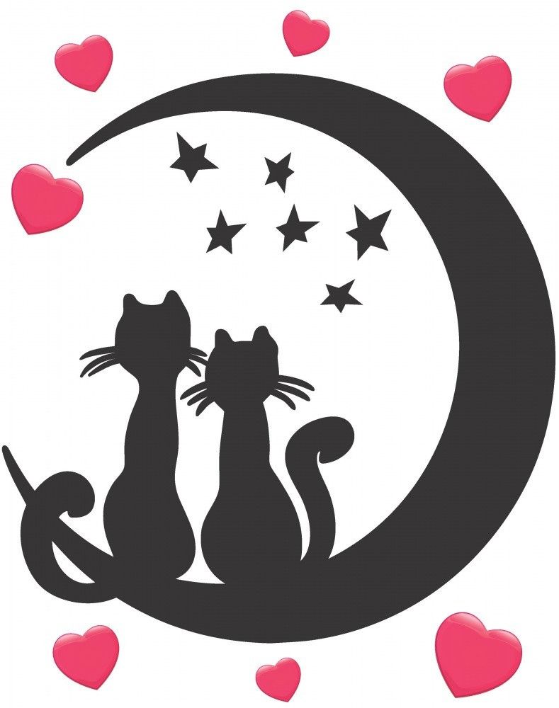 Наклейка декоративна ZV №6 Коти на місяці (9169 - ZV6)