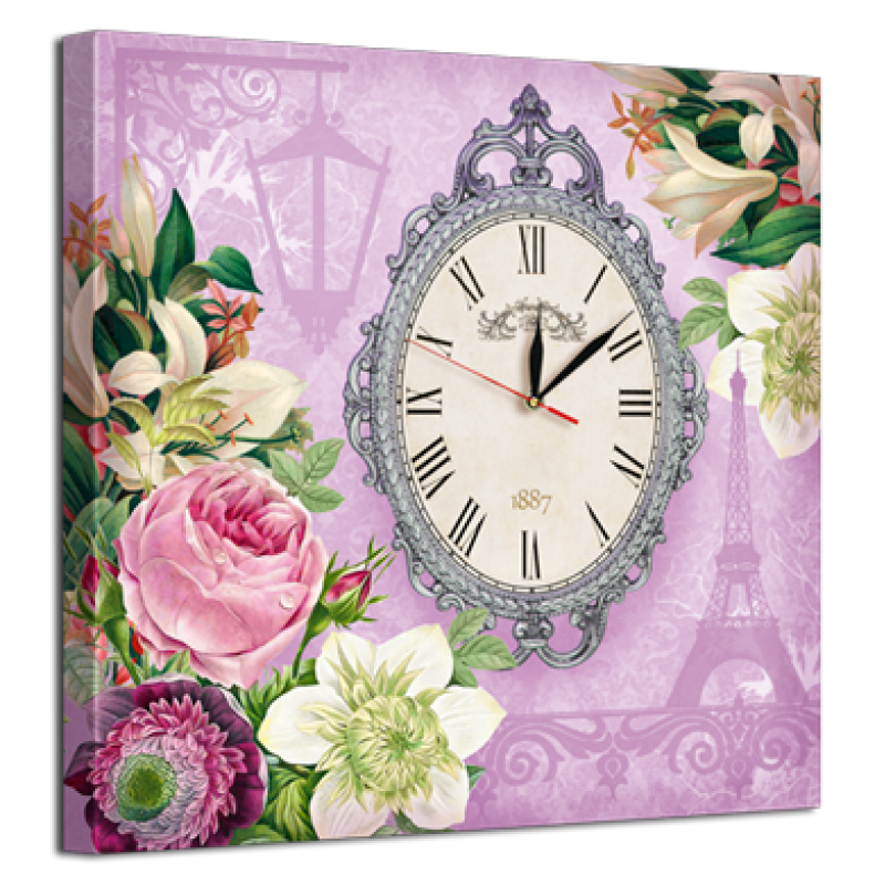Часы настенные на холсте без стекла Розы 53 см x 53 см (8446 - D6)