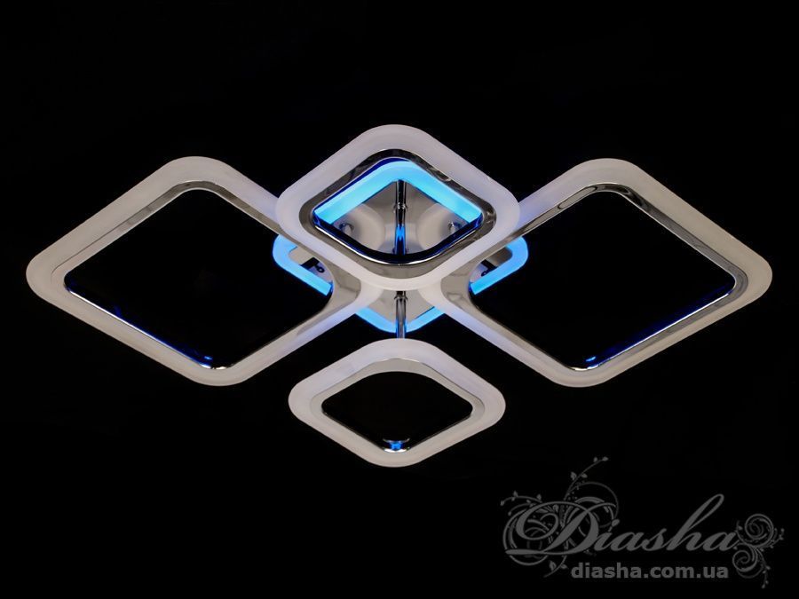 LED-люстра с диммером и цветной подсветкой, цвет хром, 80W