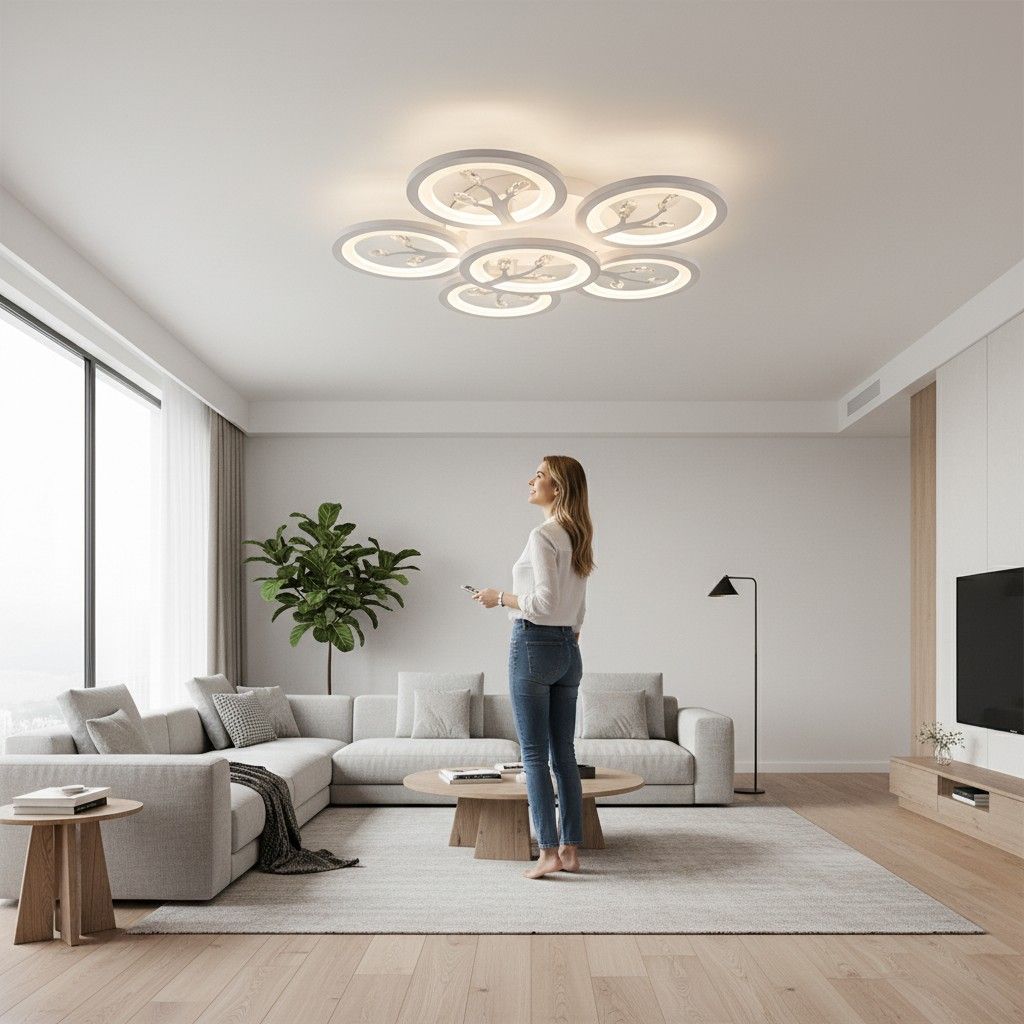 Керована світлодіодна люстра KALYNA 80W 6R-SMART-550x105-WHITE-230-IP20