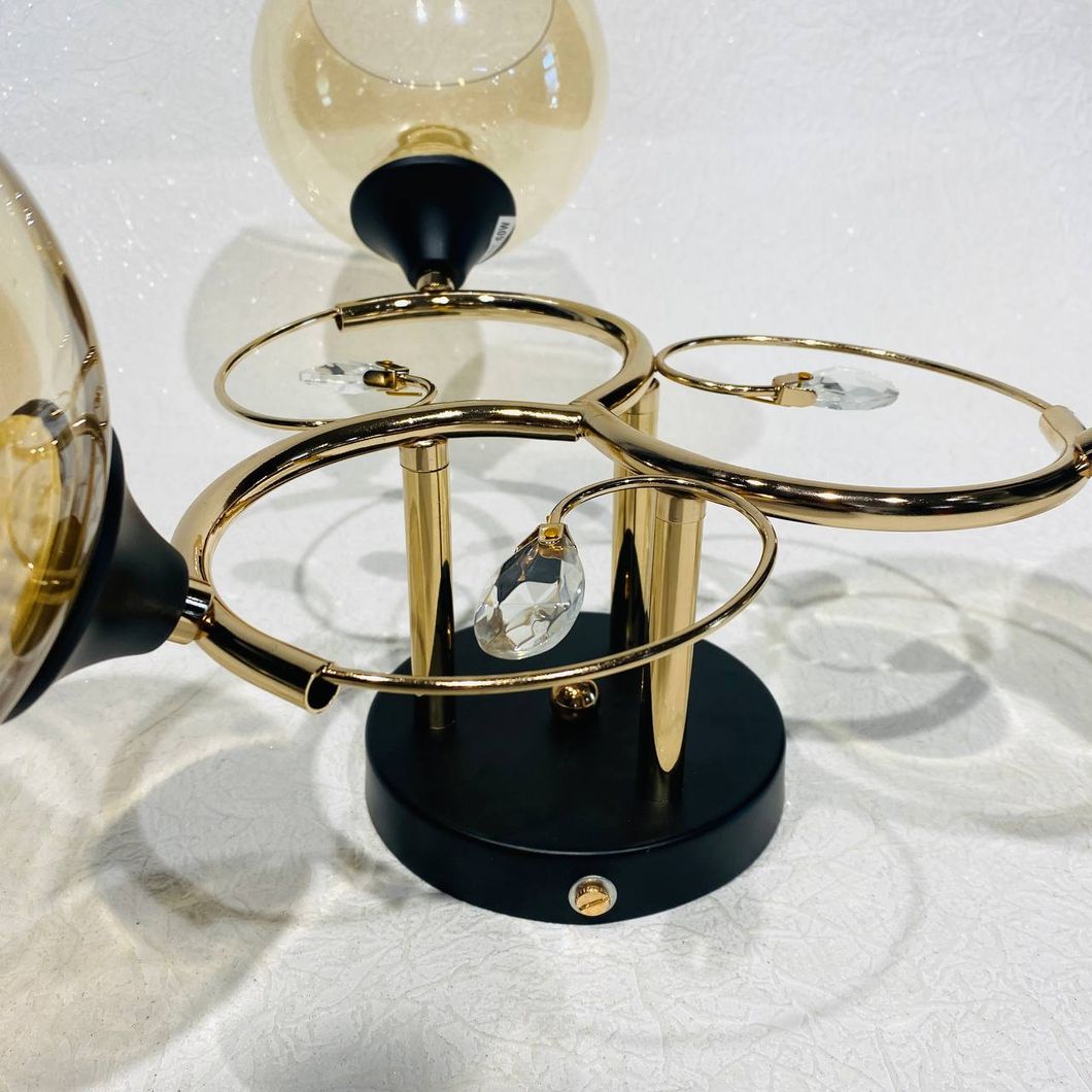 Люстра 3 лампы, золотая в гостиную, спальню стекло в классическом стиле (XA1436В/3), Золотой, Золотой