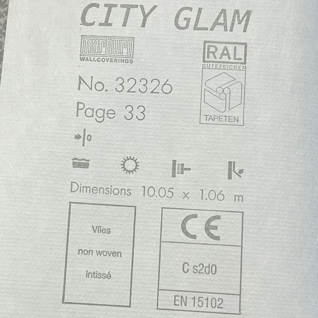 Шпалери вінілові на флізеліновій основі Marburg City Glam сірий 1,06 х 10,05м (32326)