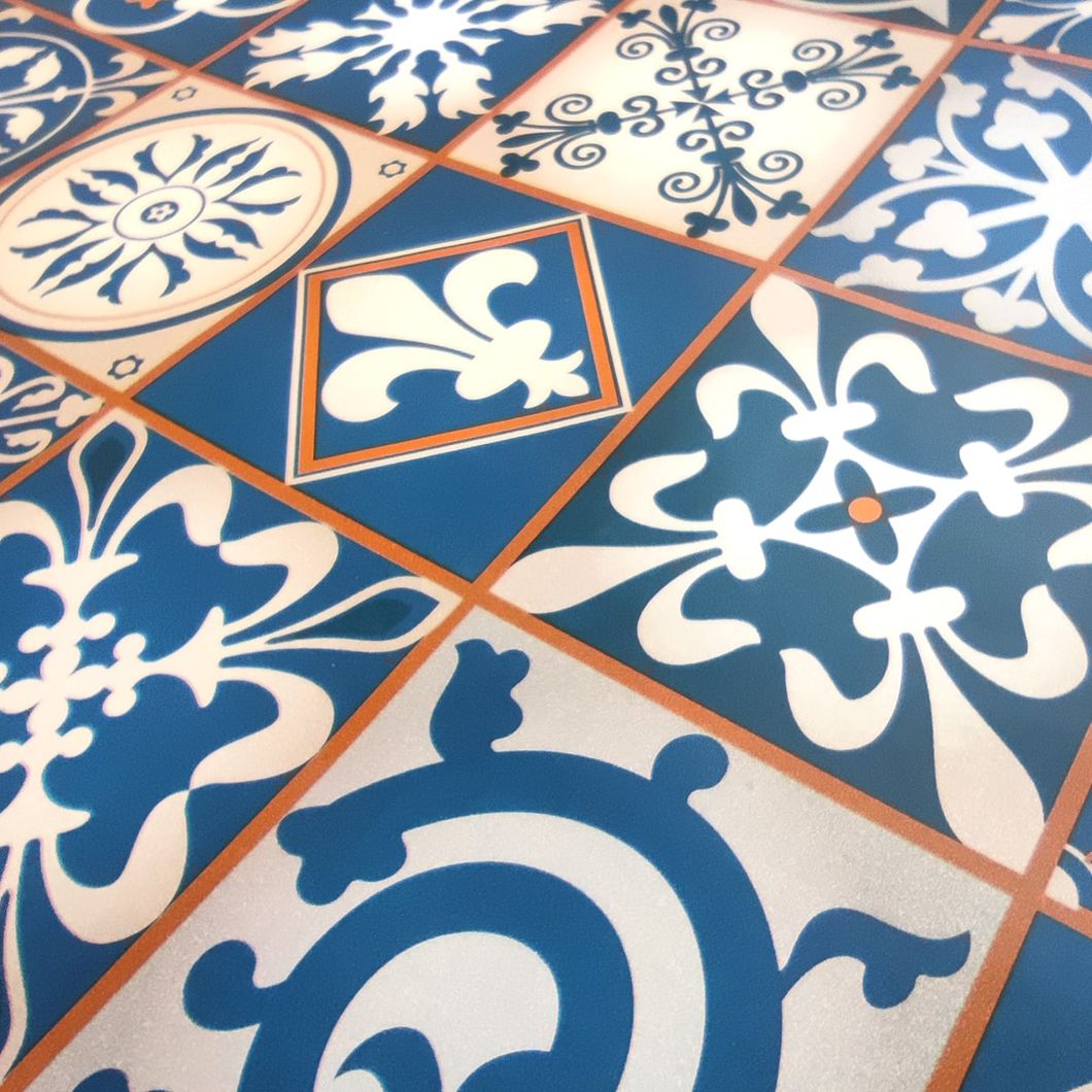 Самоклеюча декоративна плівка вінтажна синя мозаїка 0.45Х10M (MM-3152), Синий, Синій
