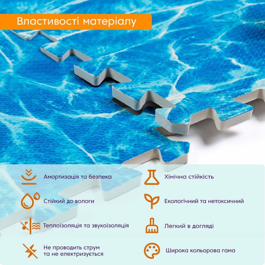 Пол пазл - модульное напольное покрытие 600x600x10мм океан (МР5) SW-00000141, Синий, Синий