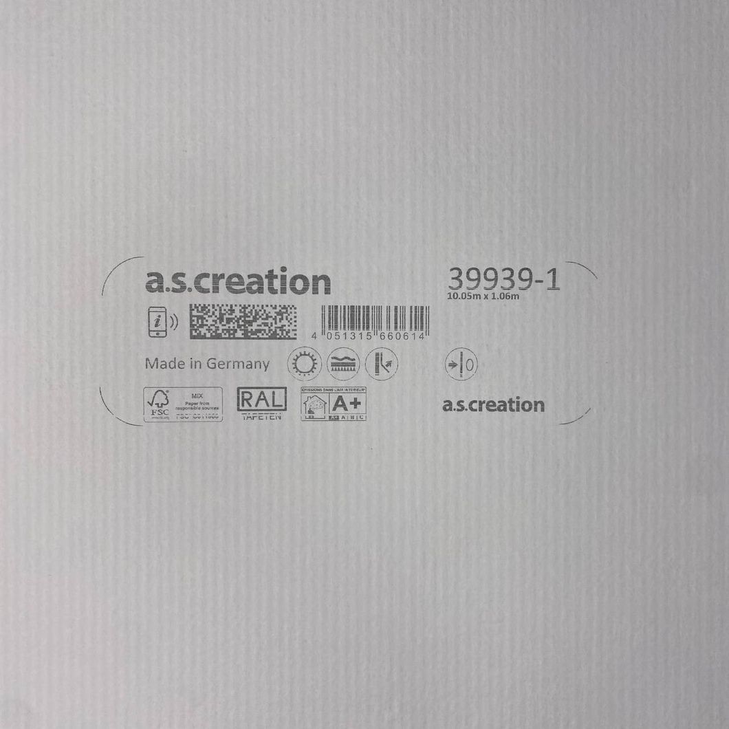Обои виниловые на флизелиновой основе AS Creation Deluxe молочный 1,06 х 10,05м (39939-1)