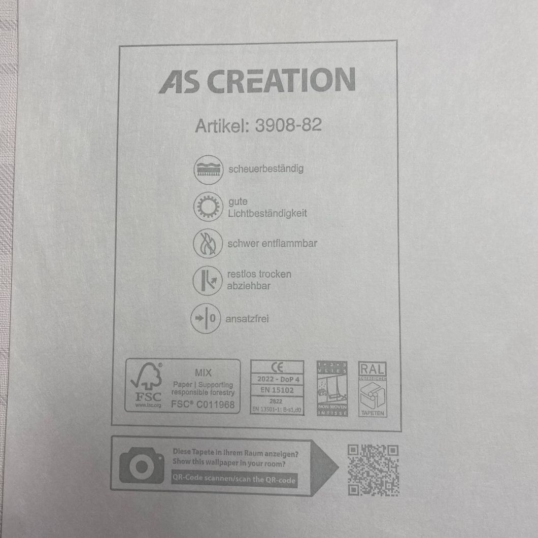Шпалери вінілові на флізеліновій основі кремові Maison Charme AS Creation 0,53 х 10,05м (3908-82)