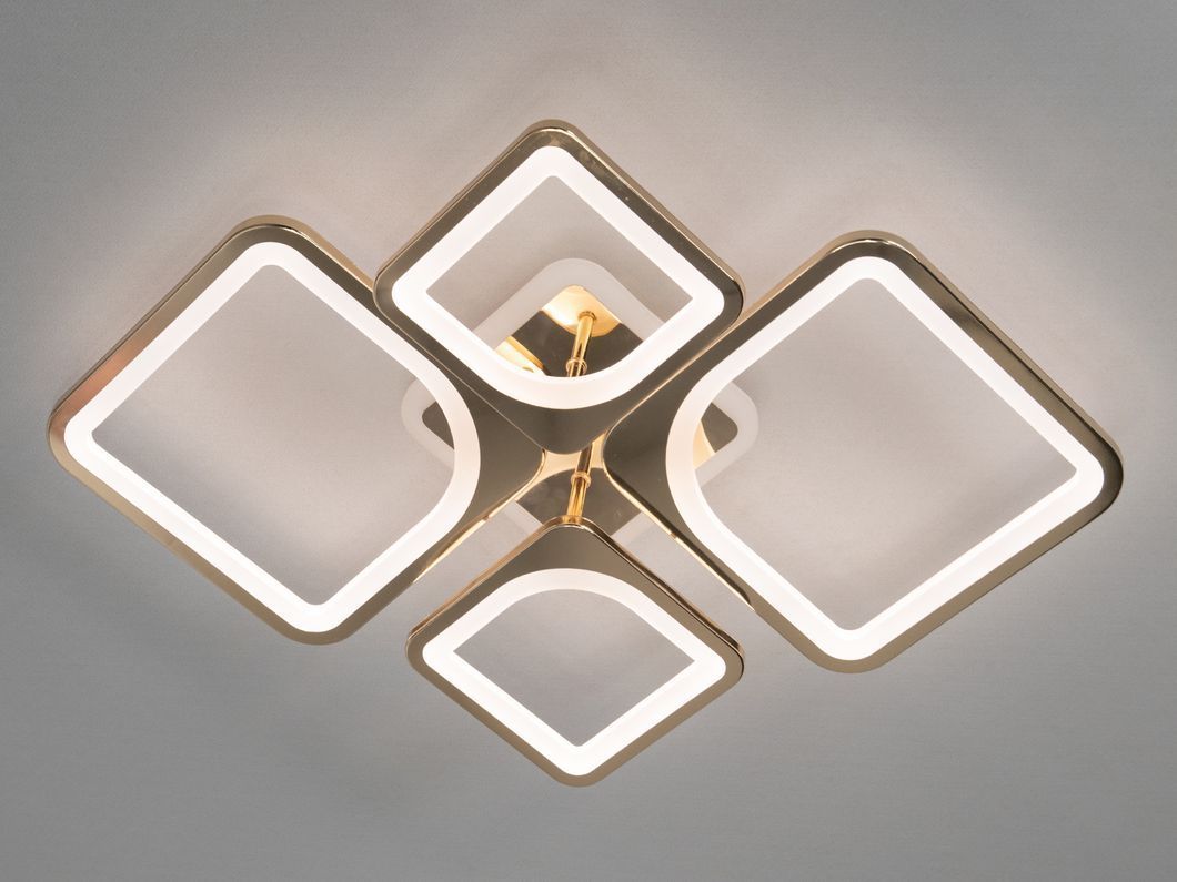 Стельова люстра з диммером і LED підсвічуванням, колір золото, 100W