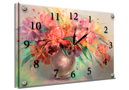 Годинник-картина під склом Ваза з квітами 30 см x 40 см (3835 - К209)