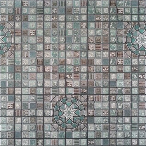 Панель стеновая декоративная пластиковая мозаика ПВХ "Медальон Олива" 956 мм х 480 мм (33О), Оливковый, Оливковый
