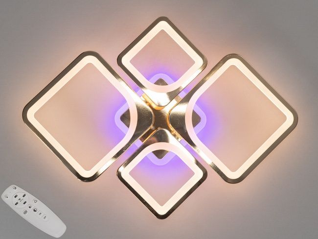 Стельова люстра з диммером і LED підсвічуванням, колір золото, 100W