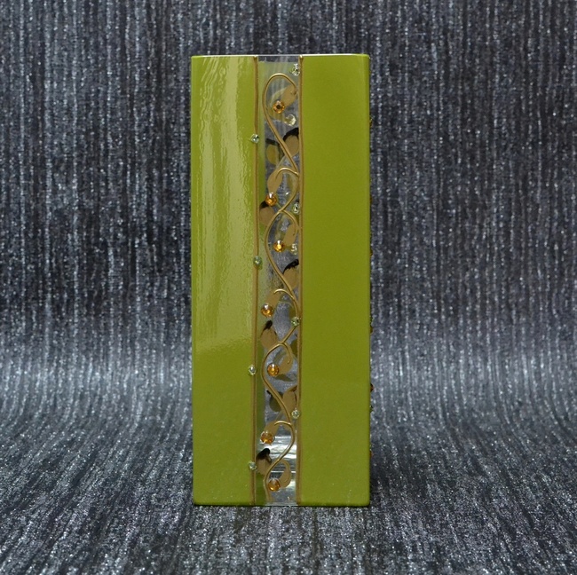 Ваза стекло салатовая декор 26см (9070-35), Зелёный, Зелёный