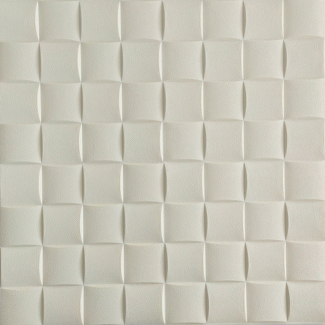 Панель стінова самоклеюча декоративна 3D плетіння 700х700х8мм (176), Білий, Білий