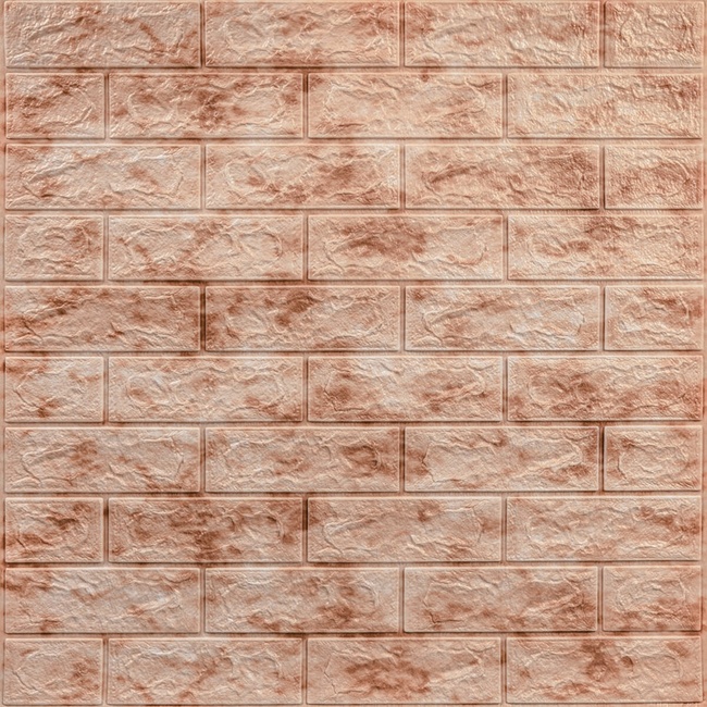 Панель стеновая самоклеящаяся декоративная 3D под кирпич Красный мрамор 700х770х5мм (063), Красный, Красный