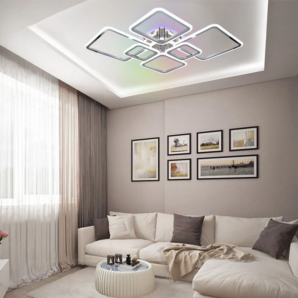 Смарт люстра керована світлодіодна OVAL RGB 7S 120 Вт SMART 960x750x110 мм Хром, хром; матовий білий