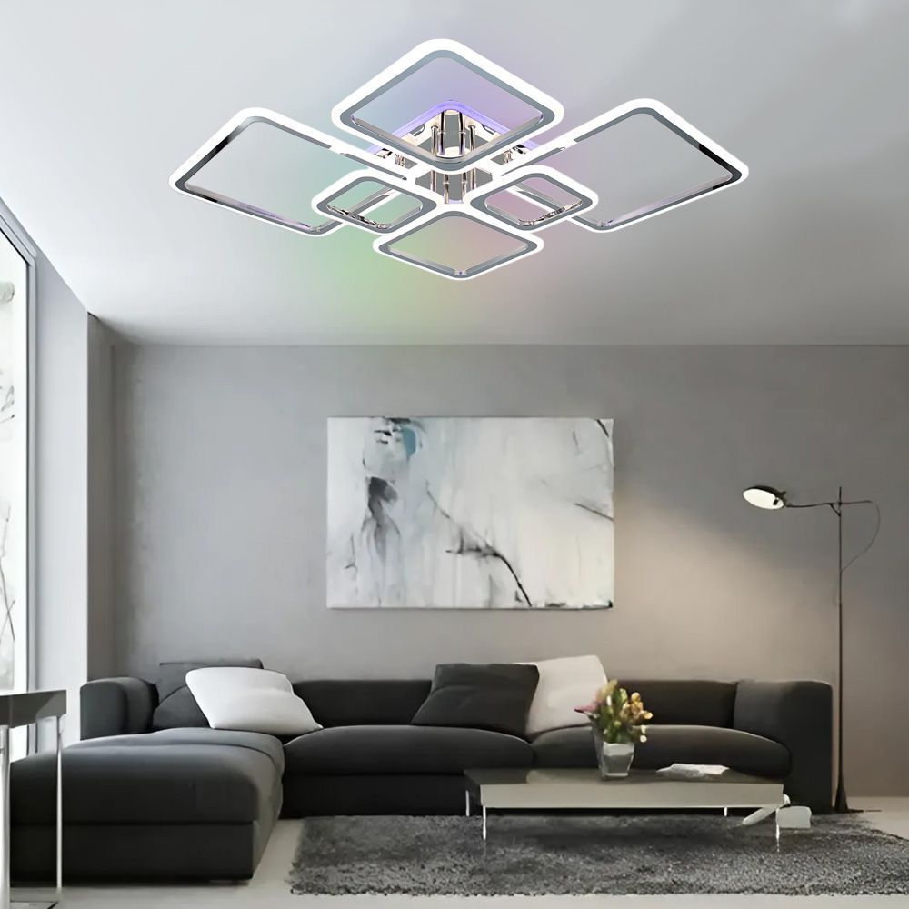 Смарт люстра керована світлодіодна OVAL RGB 7S 120 Вт SMART 960x750x110 мм Хром, хром; матовий білий